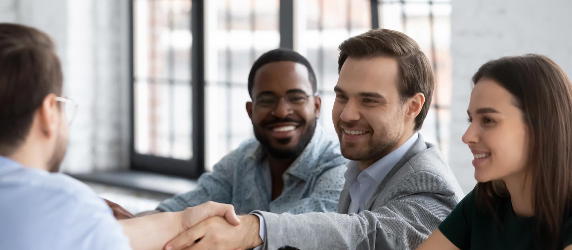 businessman talking and shaking hands