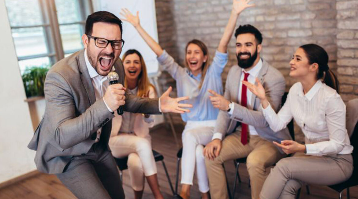 Group of coworkers having fun